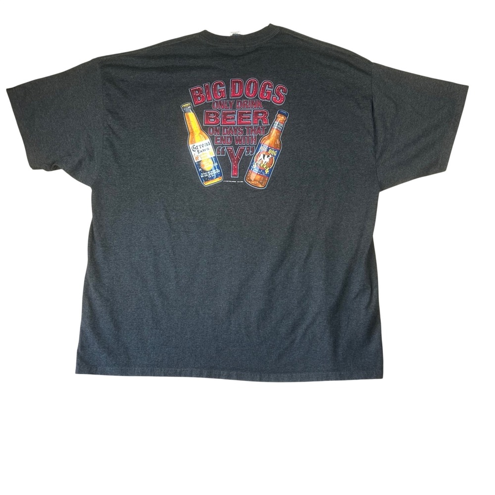Big Dogs Men 4X Gray Graphic T-Shirt Beer Humor Parody Grrona Extra Vintage 2001